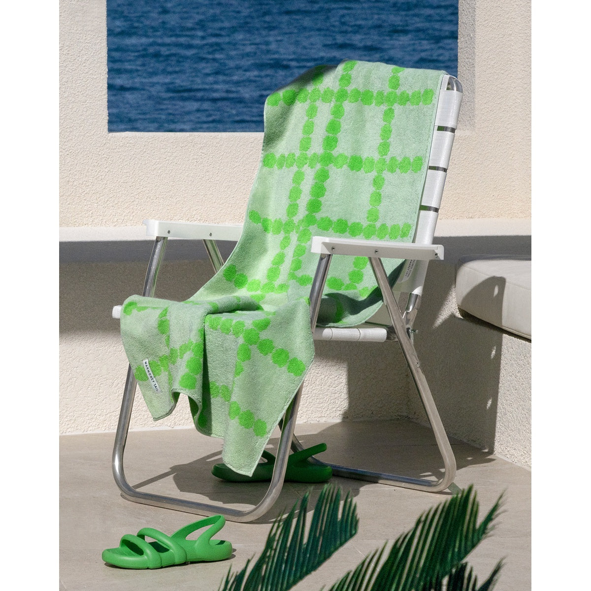 BLOSSOM CHECK BIG TOWEL - GREEN