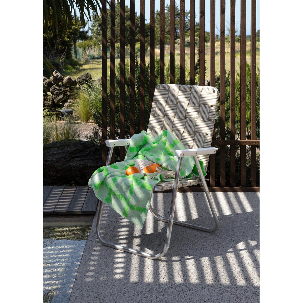 BLOSSOM CHECK BIG TOWEL - GREEN