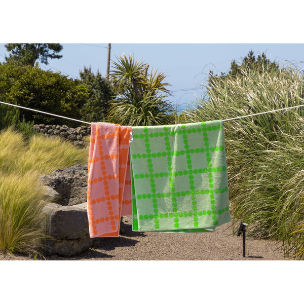 BLOSSOM CHECK BIG TOWEL - GREEN