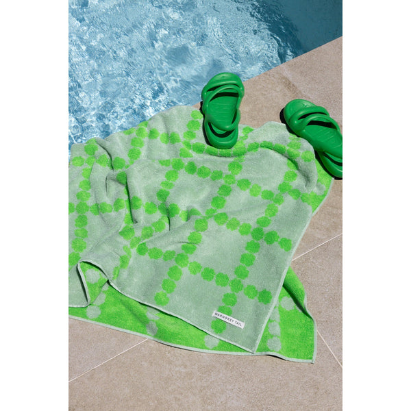 BLOSSOM CHECK BIG TOWEL - GREEN