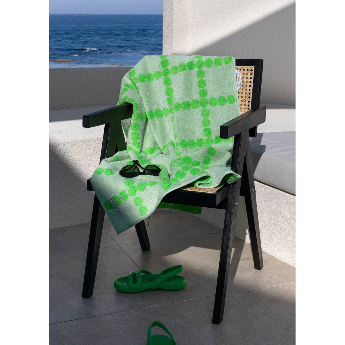 BLOSSOM CHECK BIG TOWEL - GREEN