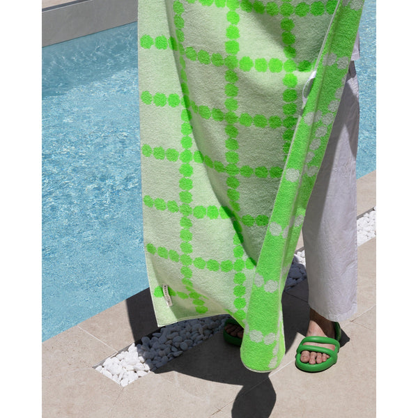 BLOSSOM CHECK BIG TOWEL - GREEN