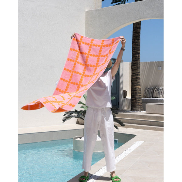 BLOSSOM CHECK BIG TOWEL - PINK
