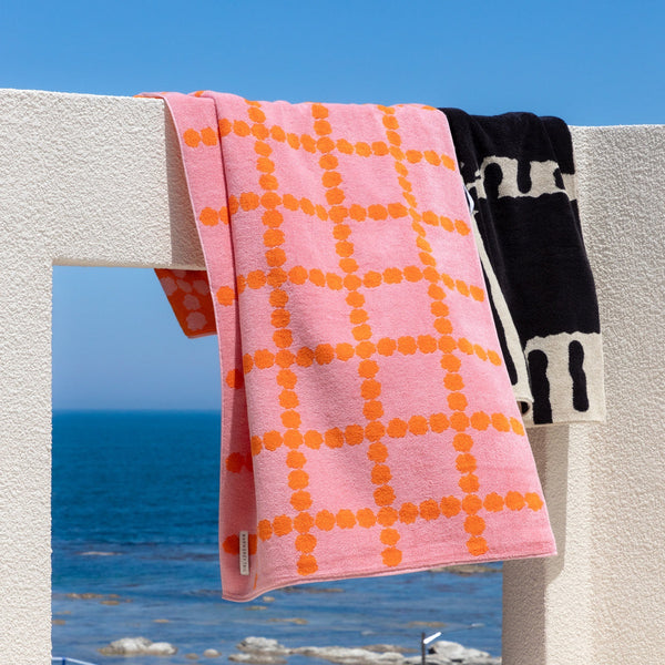 BLOSSOM CHECK BIG TOWEL - PINK