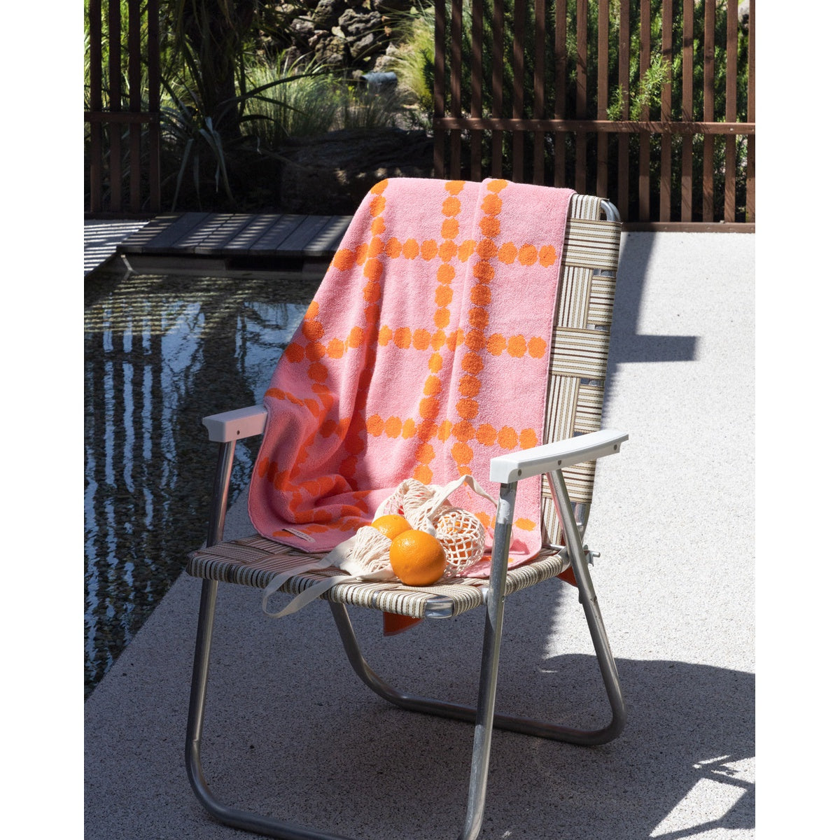 BLOSSOM CHECK BIG TOWEL - PINK