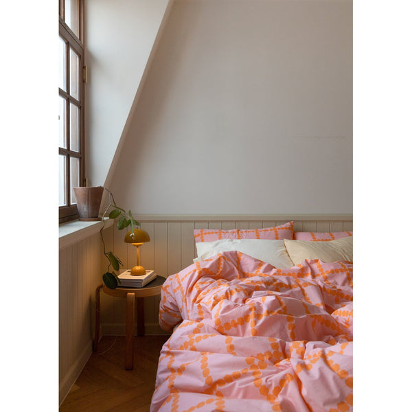 BLOSSOM CHECK CORAL DUVET COVER