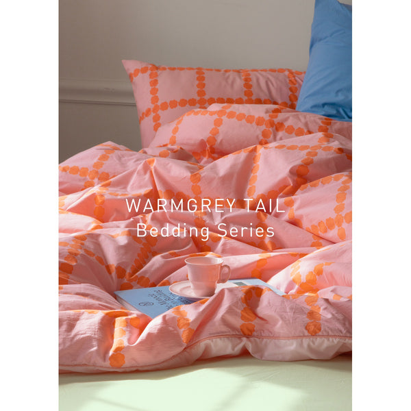 BLOSSOM CHECK CORAL DUVET COVER