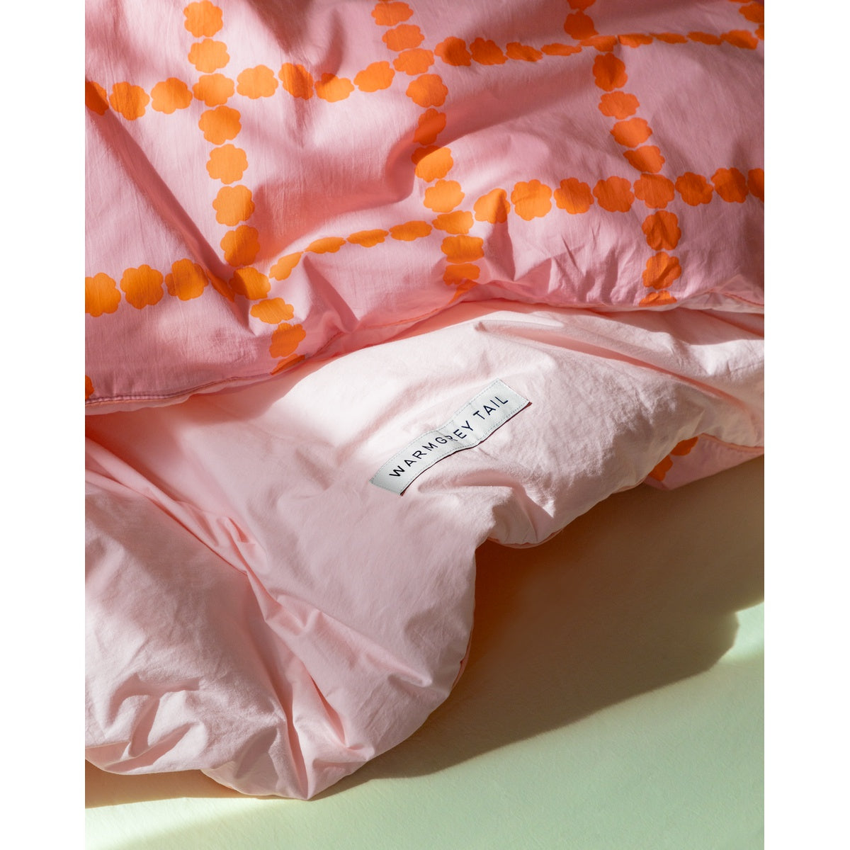 BLOSSOM CHECK CORAL DUVET COVER