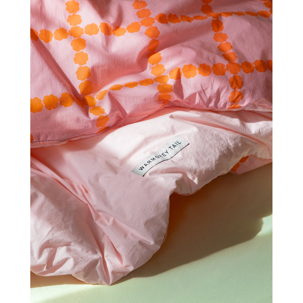 BLOSSOM CHECK CORAL DUVET COVER