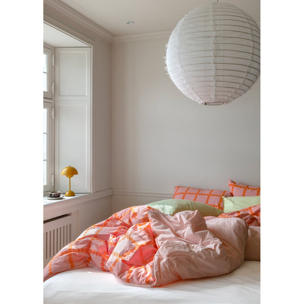 BLOSSOM CHECK CORAL DUVET COVER