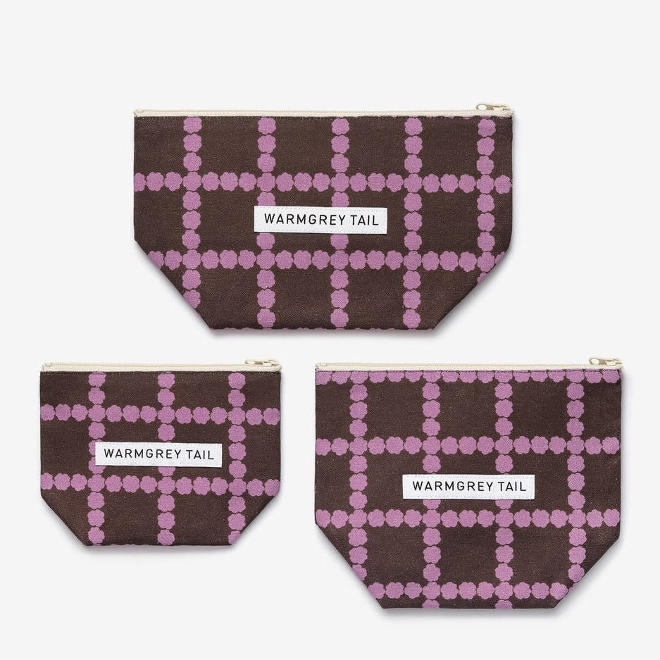 BLOSSOM CHECK STANDING POUCH - LAVENDER CHOCO