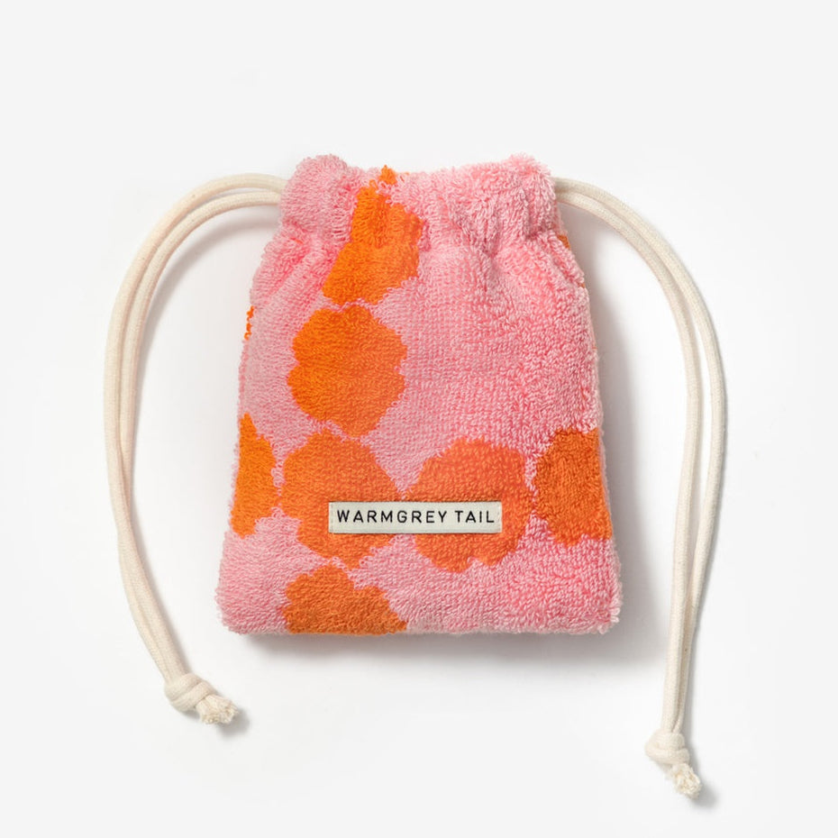 BLOSSOM CHECK TERRY POUCH - PINK