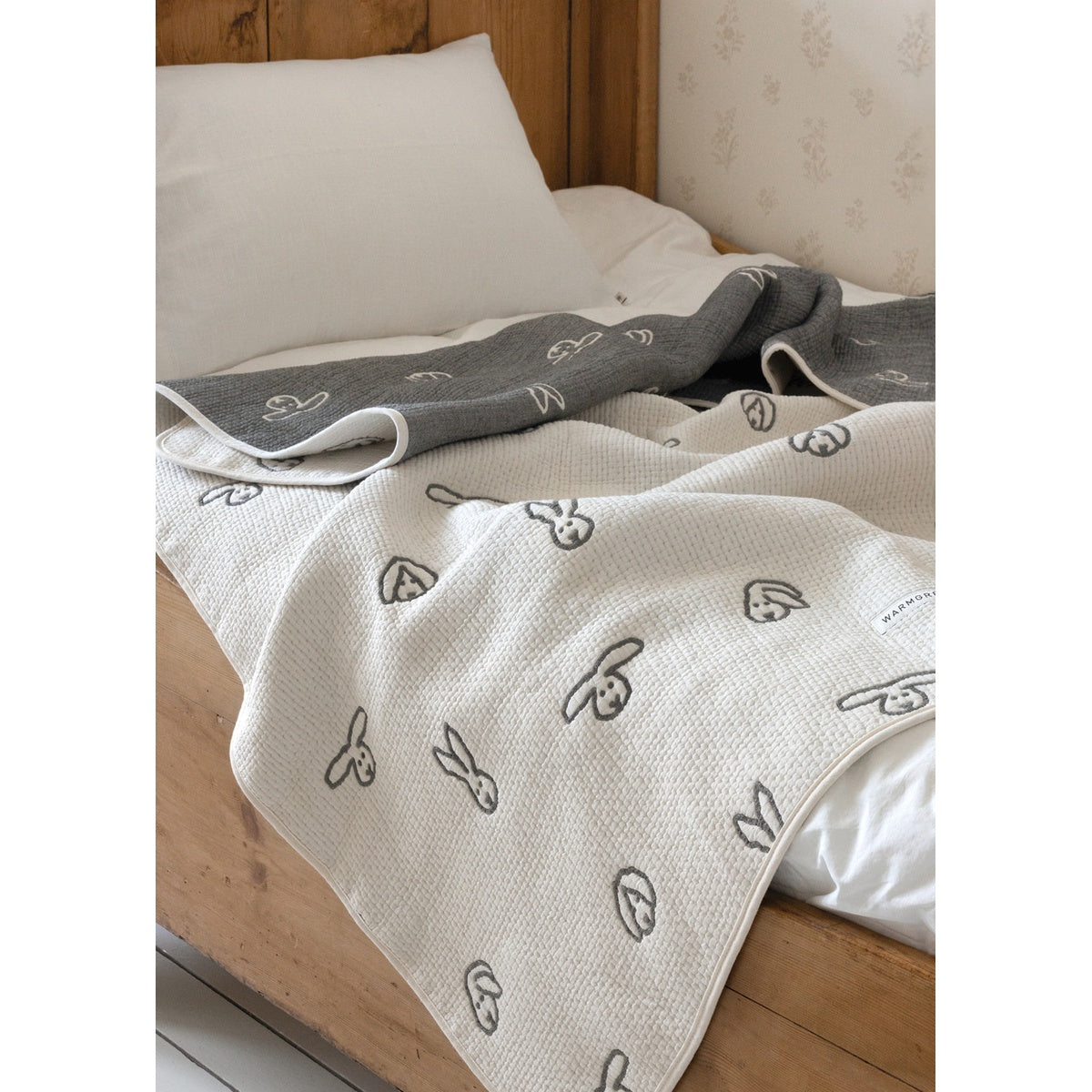 BUNNY BUNNY COTTON MODAL BLANKET - WARMGREY