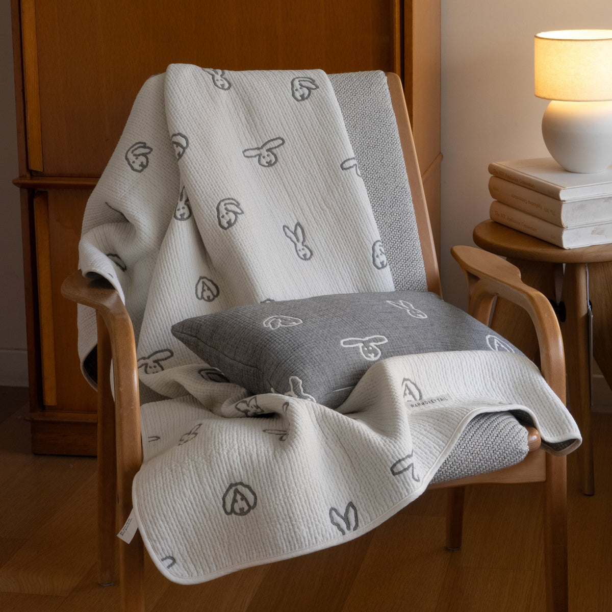BUNNY BUNNY COTTON MODAL BLANKET - WARMGREY