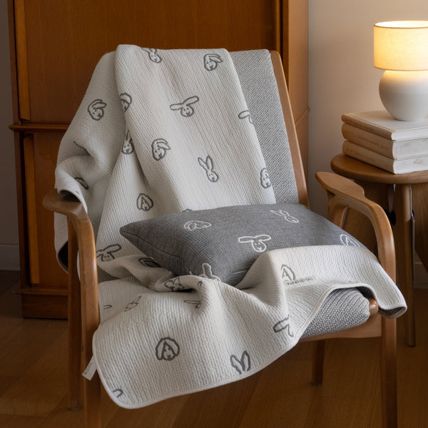 BUNNY BUNNY COTTON MODAL BLANKET - WARMGREY