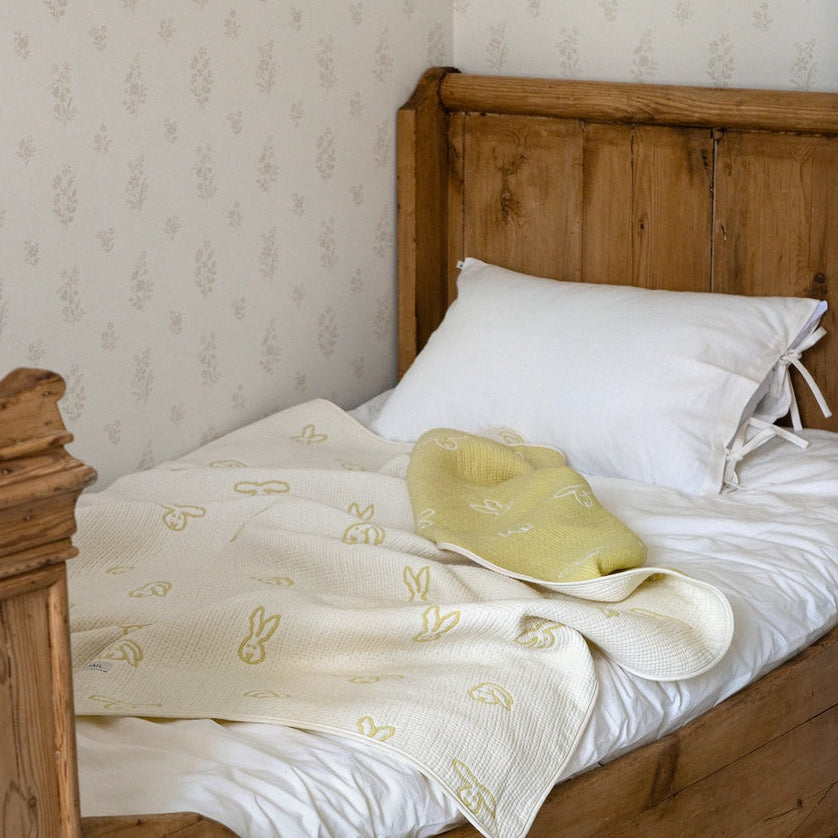 BUNNY BUNNY COTTON MODAL BLANKET - SOFT YELLOW