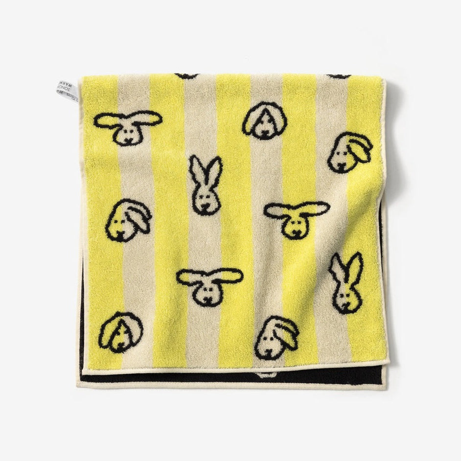 BUNNY BUNNY FACE TOWEL - YELLOW STRIPE