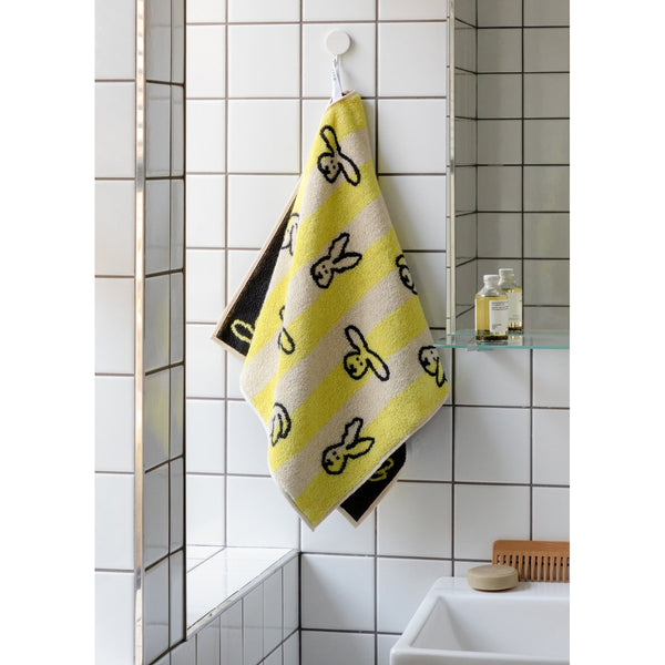 BUNNY BUNNY FACE TOWEL - YELLOW STRIPE