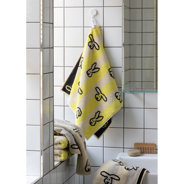 BUNNY BUNNY FACE TOWEL - YELLOW STRIPE