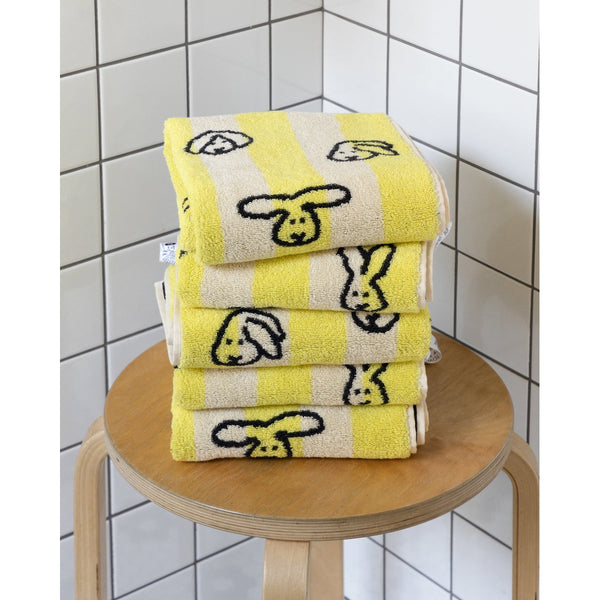 BUNNY BUNNY FACE TOWEL - YELLOW STRIPE
