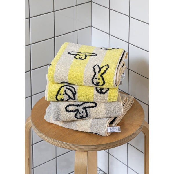 BUNNY BUNNY FACE TOWEL - YELLOW STRIPE