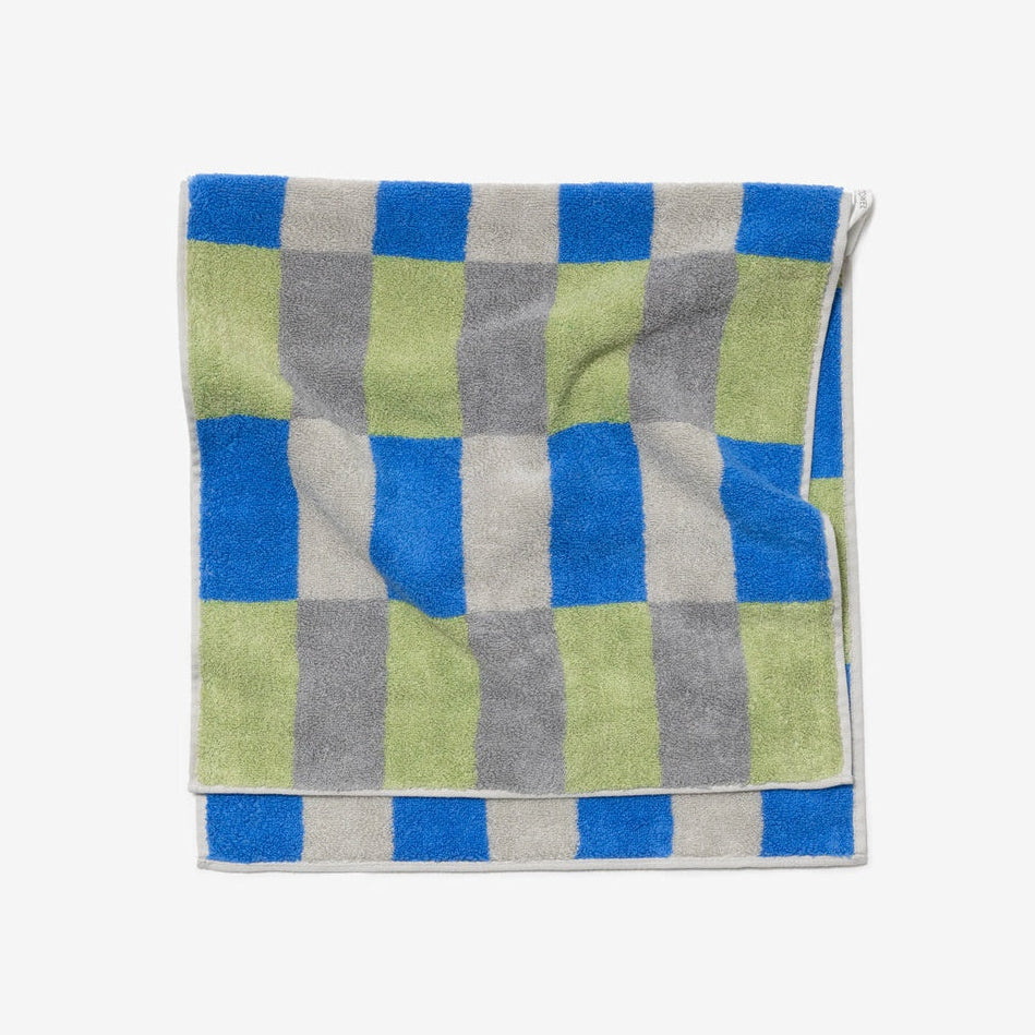 CHECK FACE TOWEL - KHAKI BLUE