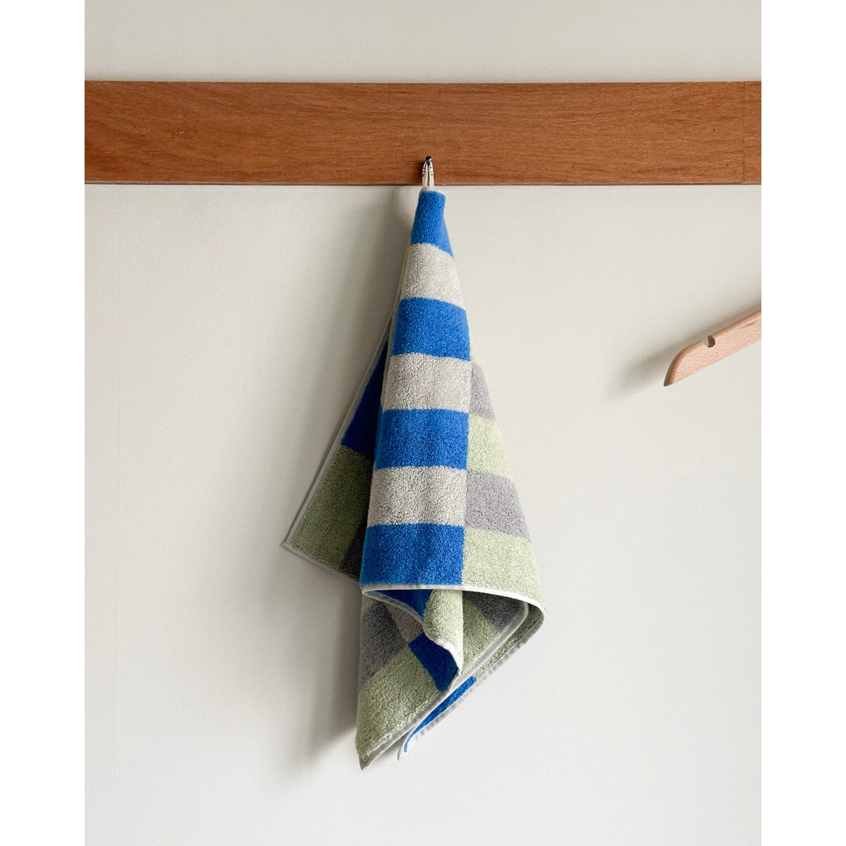 CHECK FACE TOWEL - KHAKI BLUE