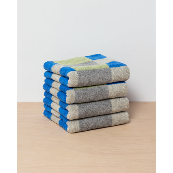 CHECK FACE TOWEL - KHAKI BLUE