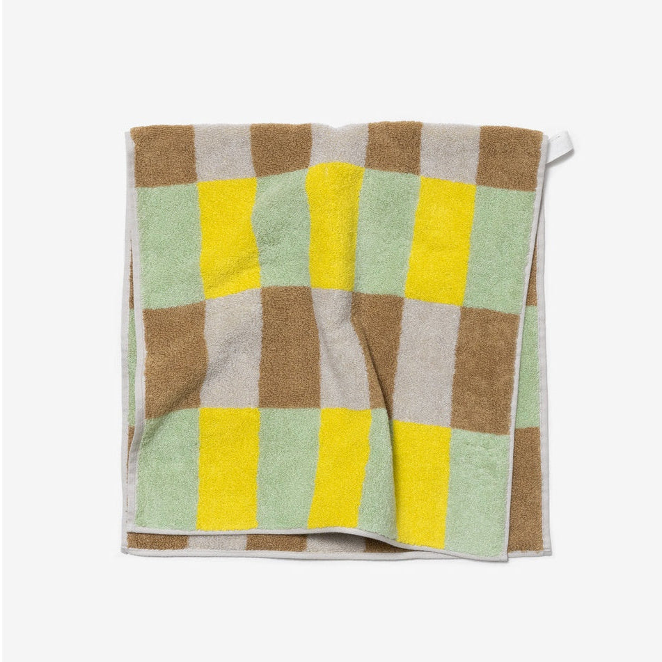 CHECK FACE TOWEL - SAND YELLOW