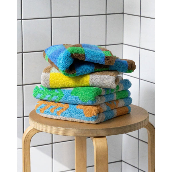 CHECK FACE TOWEL - SAND YELLOW