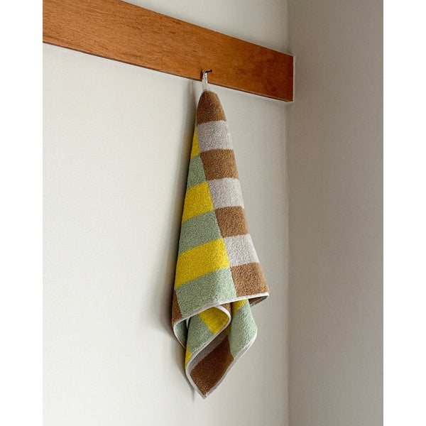 CHECK FACE TOWEL - SAND YELLOW