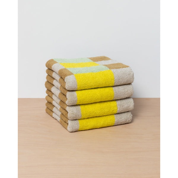 CHECK FACE TOWEL - SAND YELLOW