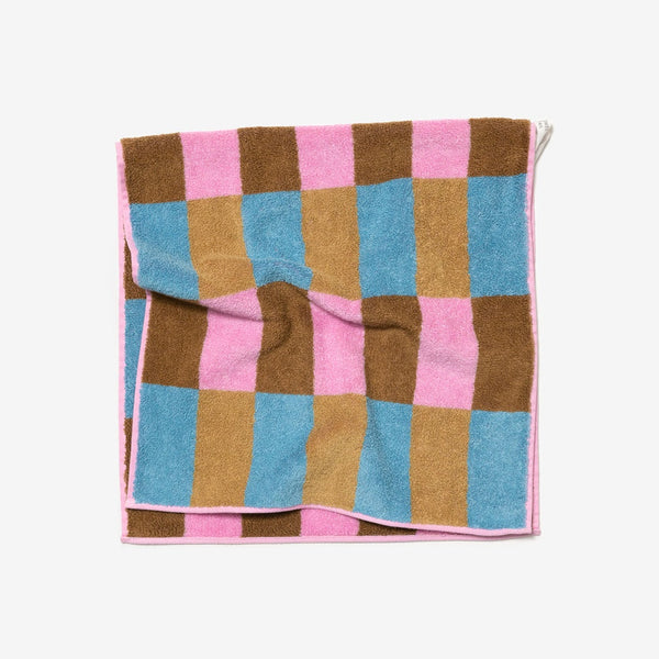 CHECK FACE TOWEL - BERRY CHOCO