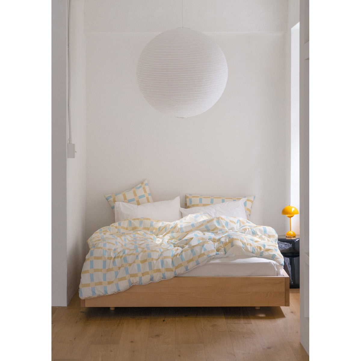 DOT CHECK PILLOW CASE - BLUE STRIPE