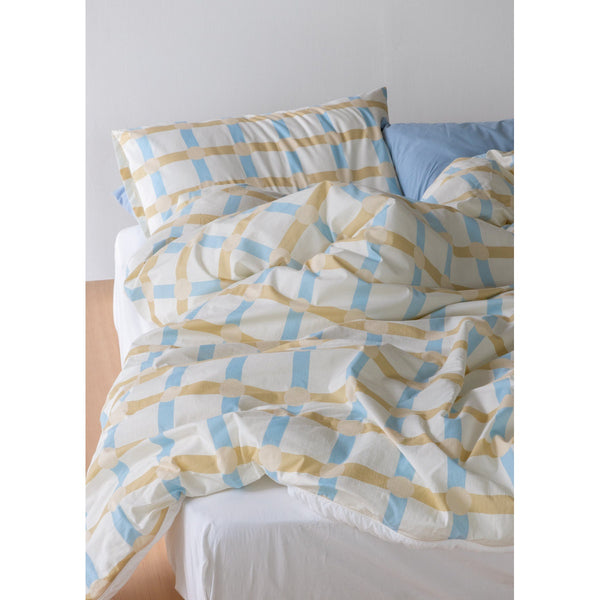 DOT CHECK PILLOW CASE - BLUE STRIPE