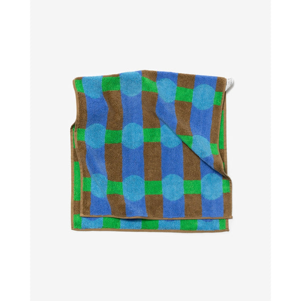 DOT CHECK FACE TOWEL - BLUE ON BRICK