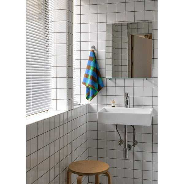DOT CHECK FACE TOWEL - BLUE ON BRICK