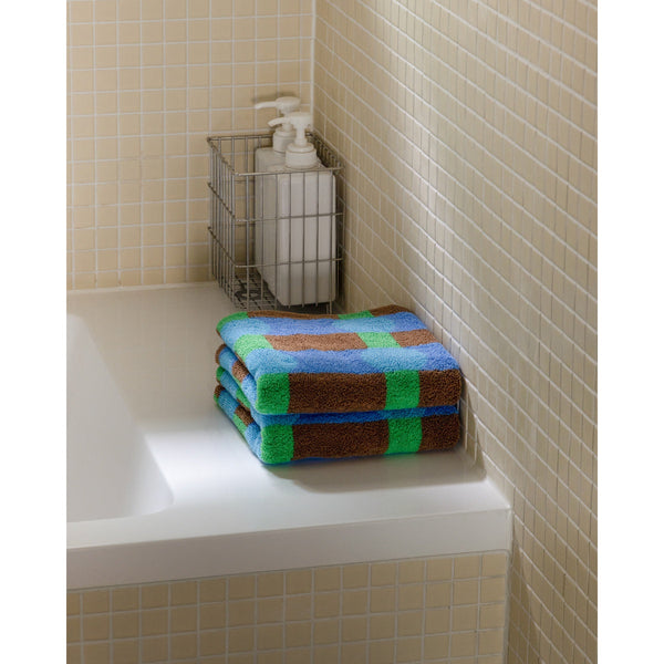 DOT CHECK FACE TOWEL - BLUE ON BRICK