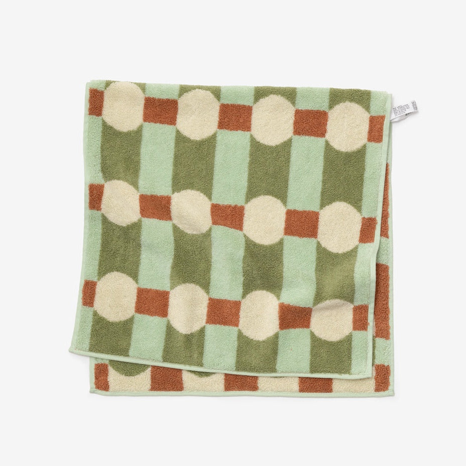 DOT CHECK FACE TOWEL - CREAM ON MINT