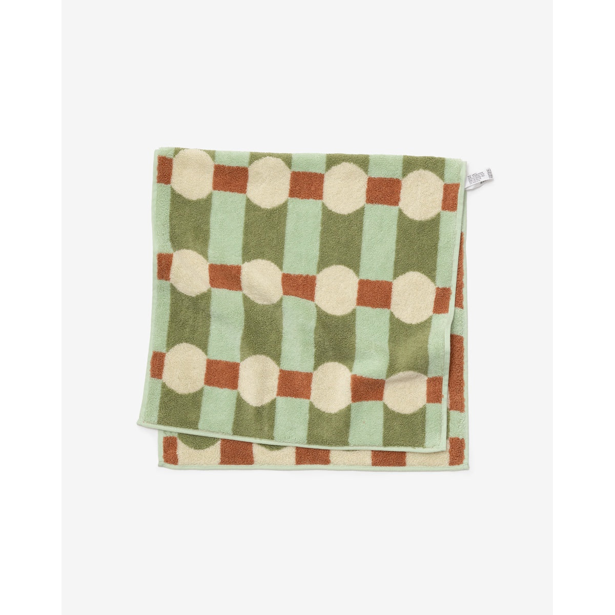 DOT CHECK FACE TOWEL - CREAM ON MINT