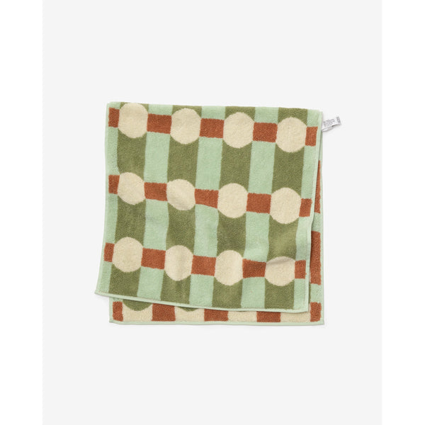 DOT CHECK FACE TOWEL - CREAM ON MINT