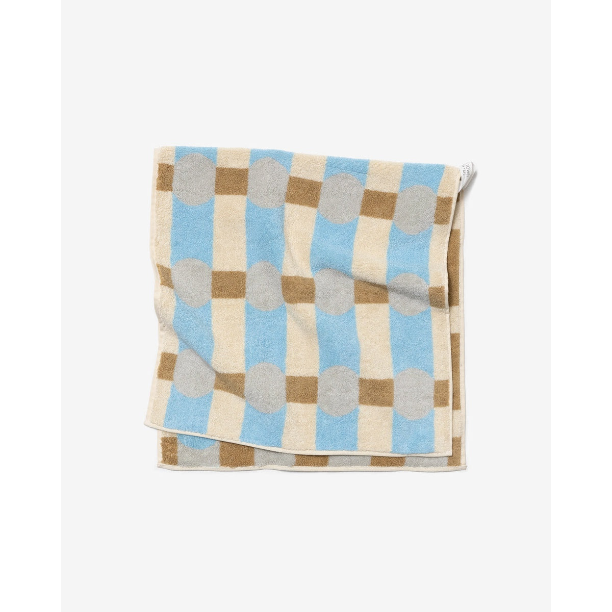 DOT CHECK FACE TOWEL - GREY ON CREAM