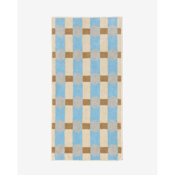 DOT CHECK FACE TOWEL - GREY ON CREAM
