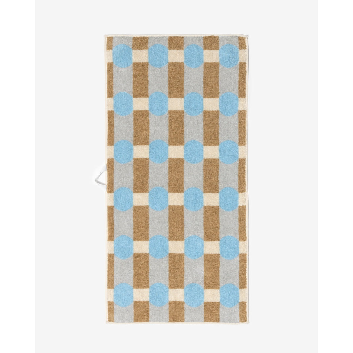 DOT CHECK FACE TOWEL - GREY ON CREAM