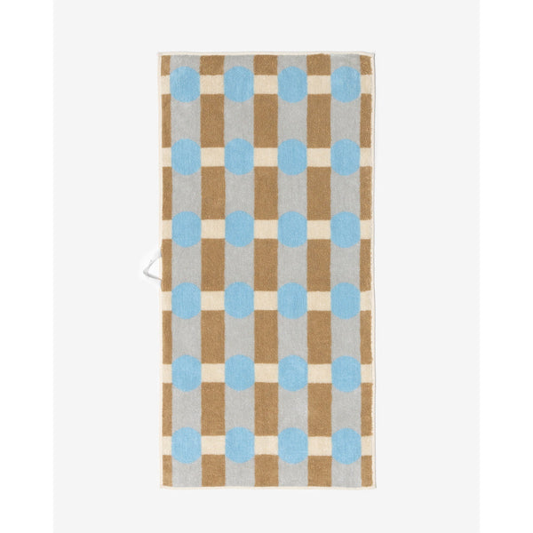 DOT CHECK FACE TOWEL - GREY ON CREAM