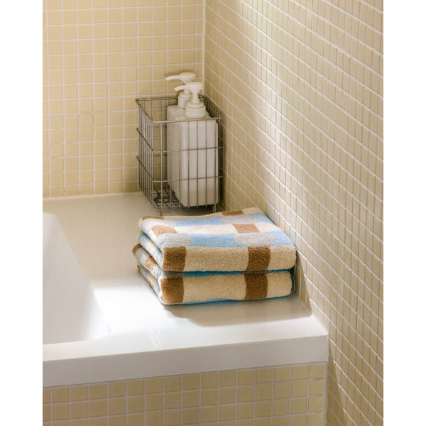 DOT CHECK FACE TOWEL - GREY ON CREAM