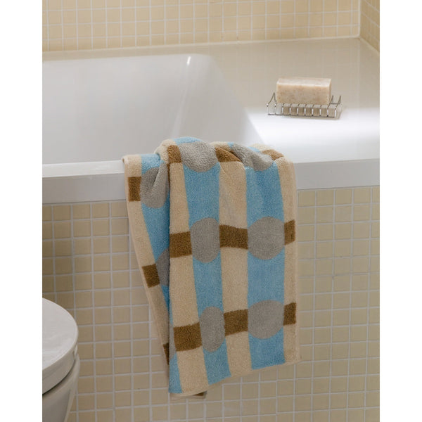 DOT CHECK FACE TOWEL - GREY ON CREAM