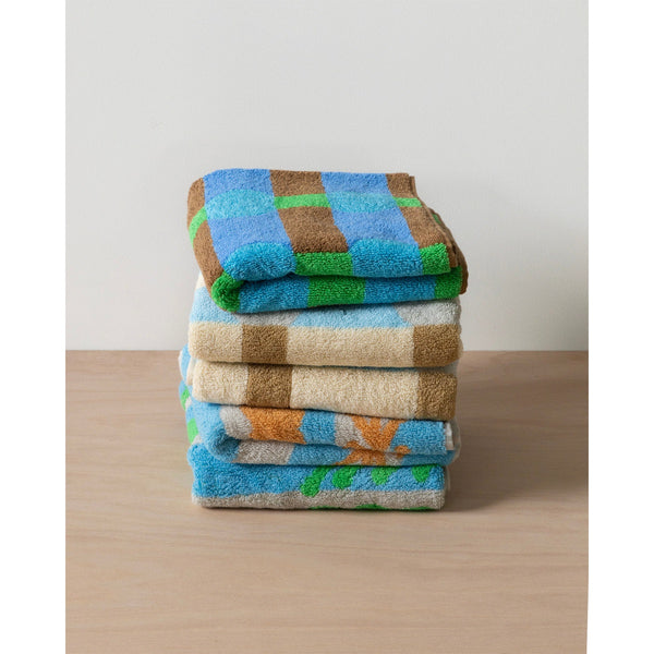 DOT CHECK FACE TOWEL - GREY ON CREAM