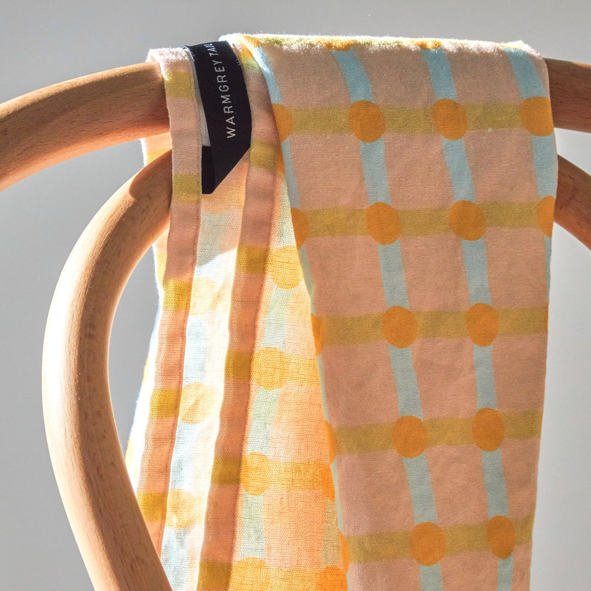 DOT CHECK KITCHEN CLOTH II - ORANGE ON PINK