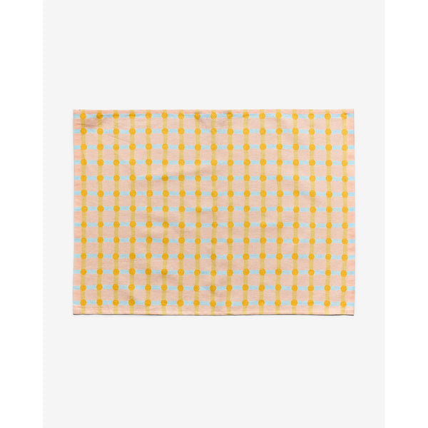 DOT CHECK KITCHEN CLOTH II - ORANGE ON PINK